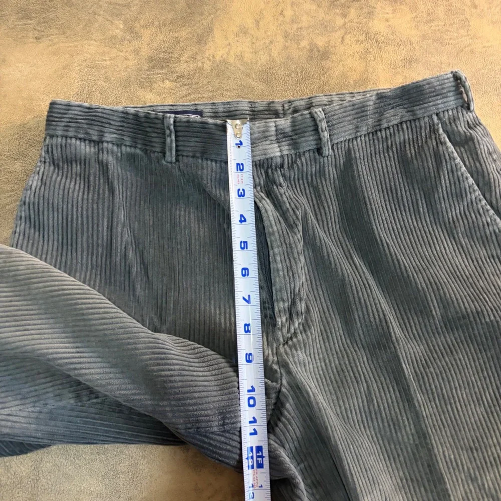 Lands End Corduroy Pants Mens 35x30 Gray Wide Wale Trousers Made in USA